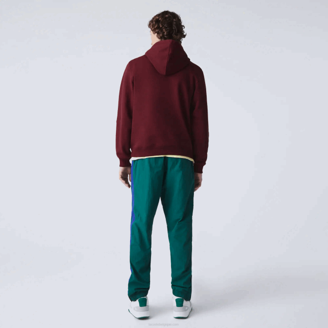 bordeaux z7f V6HV1155 Hommes Lacoste sweat à capuche en molleton de coton brodé