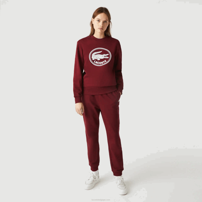 bordeaux z7f V6HV1207 Hommes Lacoste pantalon de jogging en molleton de coton bio