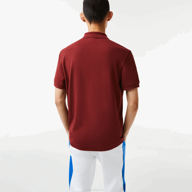 bordeaux zs1 V6HV711 Hommes Lacoste polo regular fit petit piqué à lettres contrastées