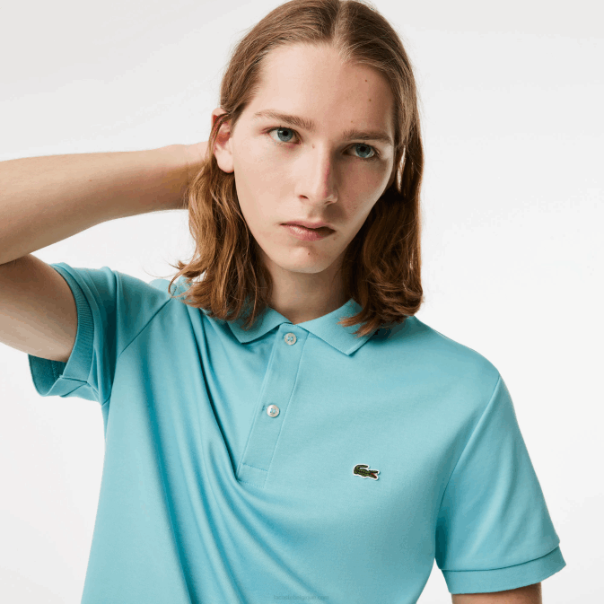 bvg turquoise V6HV257 Hommes Lacoste polo coupe classique en coton pima