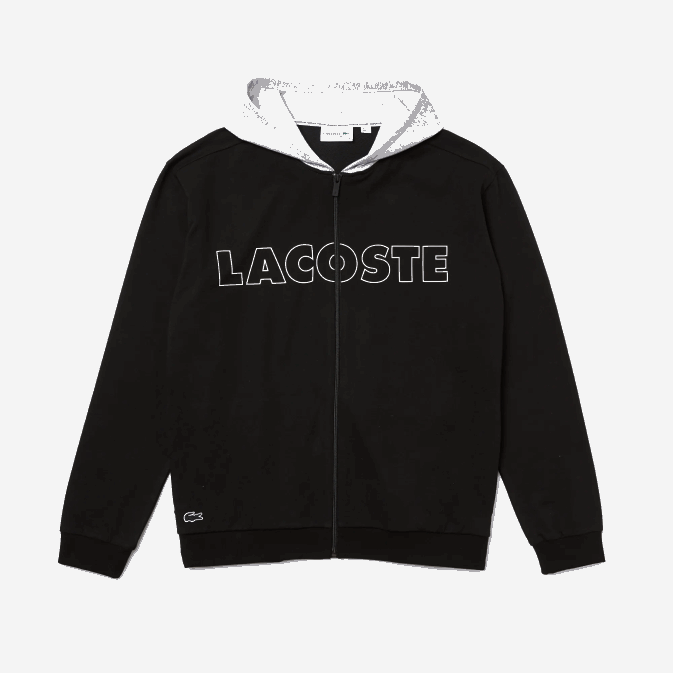chine gris noir snp V6HV1474 Hommes Lacoste sweat à capuche d\intérieur en molleton de coton de marque