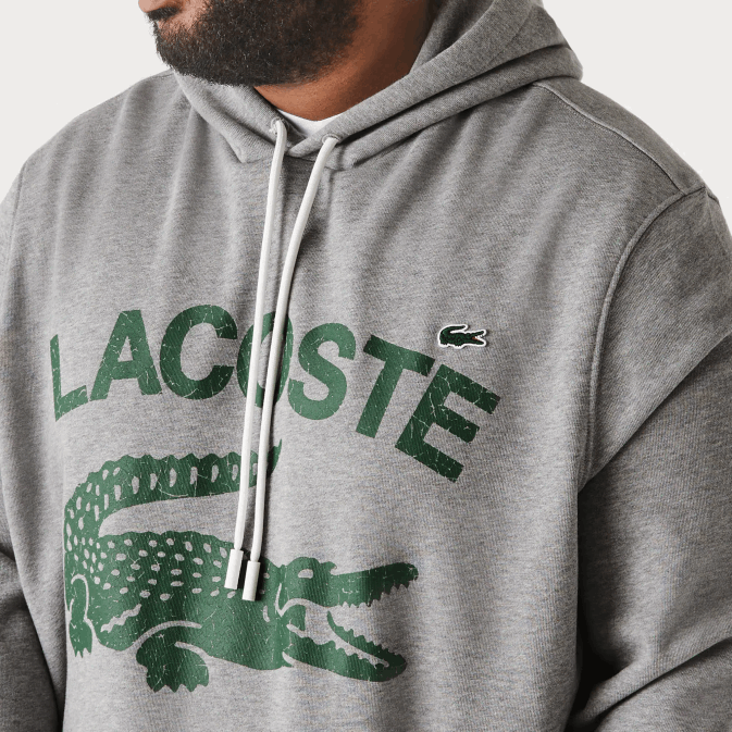 cour de chine grise V6HV364 Hommes Lacoste sweat à capuche en molleton de coton - grande taille - grand