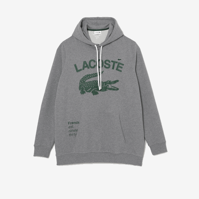 cour de chine grise V6HV364 Hommes Lacoste sweat à capuche en molleton de coton - grande taille - grand