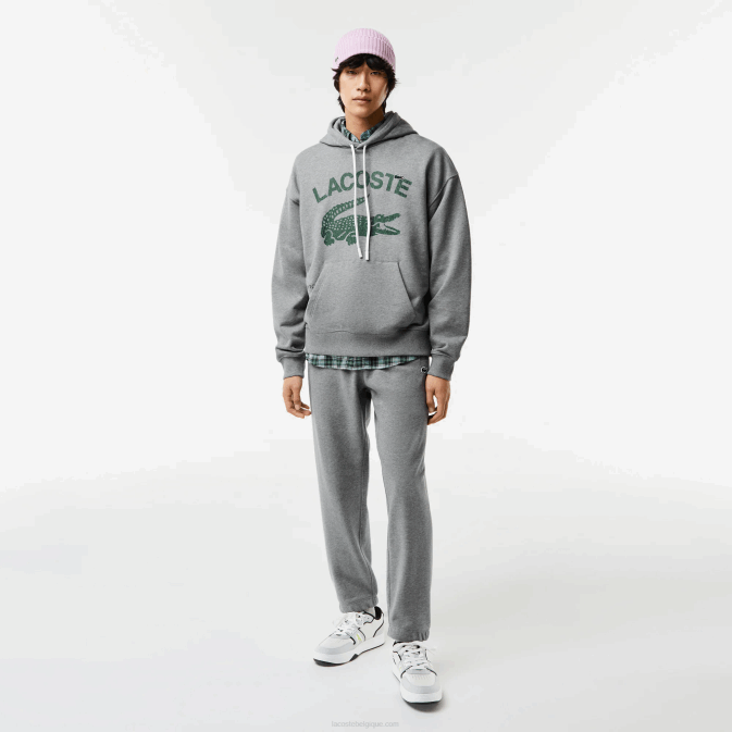 cour de chine grise V6HV969 Hommes Lacoste sweat ample à capuche crocodile