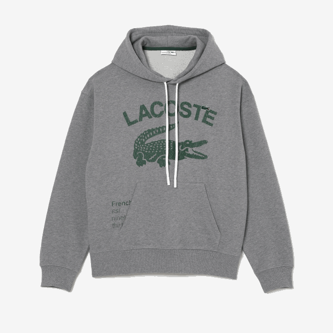 cour de chine grise V6HV969 Hommes Lacoste sweat ample à capuche crocodile