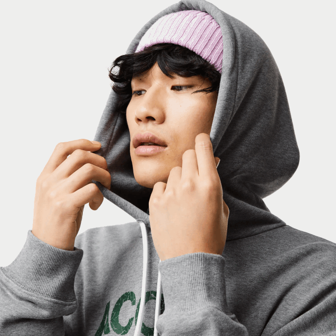 cour de chine grise V6HV969 Hommes Lacoste sweat ample à capuche crocodile