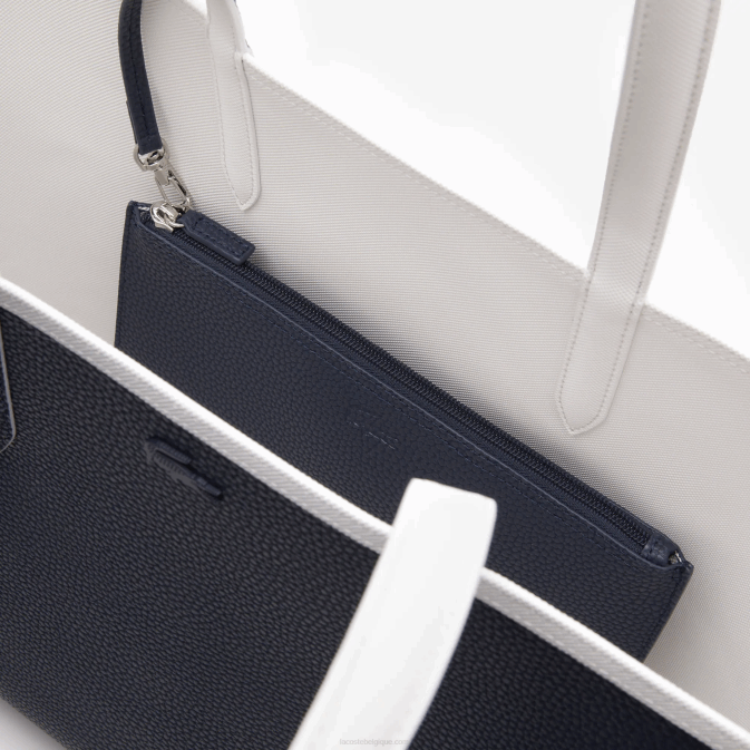 farine bleu nuit l44 V6HV2776 femmes Lacoste sac cabas bicolore réversible anna