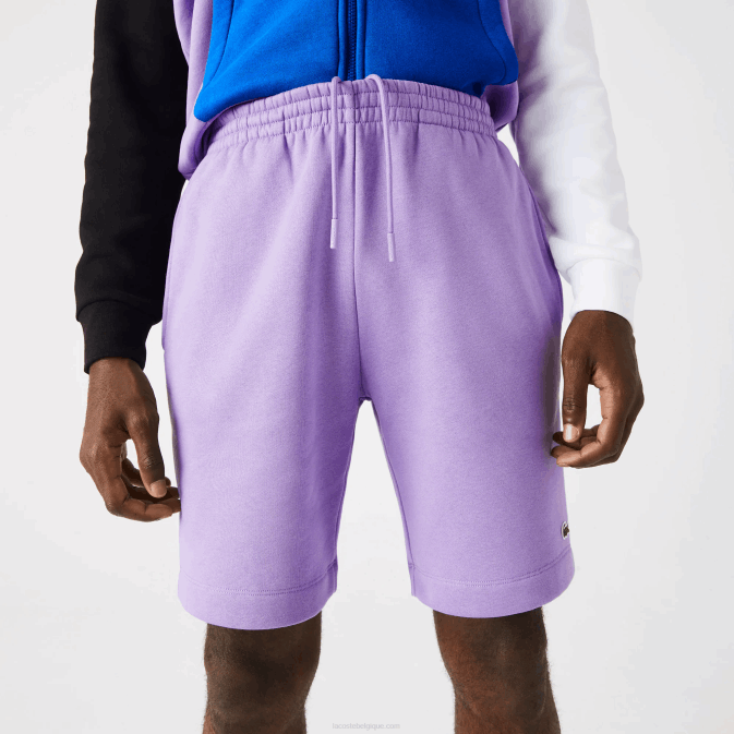 gfu violet V6HV1425 Hommes Lacoste short en molleton de coton bio brossé