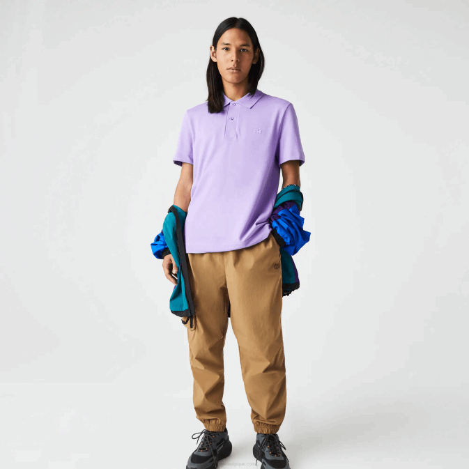 gfu violet V6HV602 Hommes Lacoste polo en piqué de coton respirant Active Movement