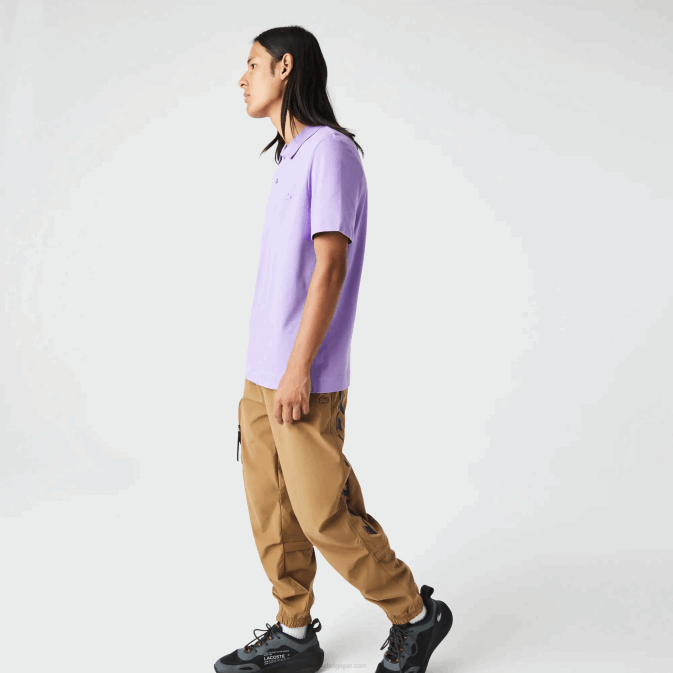 gfu violet V6HV602 Hommes Lacoste polo en piqué de coton respirant Active Movement