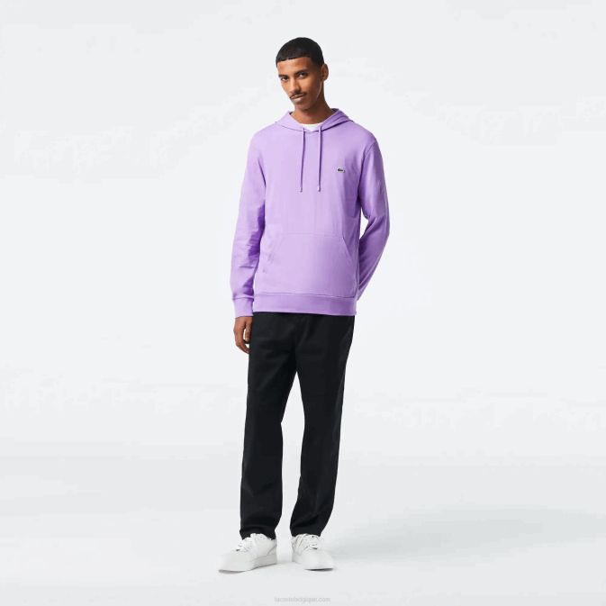 gfu violet V6HV790 Hommes Lacoste sweat à capuche en jersey de coton