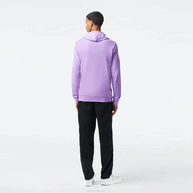 gfu violet V6HV790 Hommes Lacoste sweat à capuche en jersey de coton