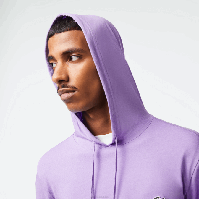 gfu violet V6HV790 Hommes Lacoste sweat à capuche en jersey de coton