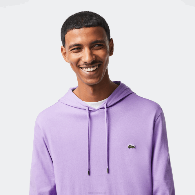 gfu violet V6HV790 Hommes Lacoste sweat à capuche en jersey de coton