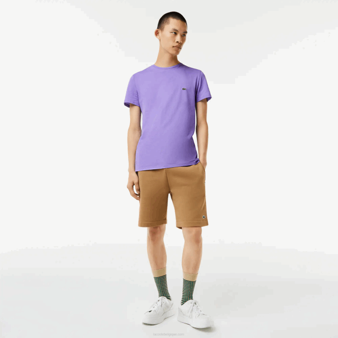 gfu violet V6HV882 Hommes Lacoste t-shirt en jersey de coton pima à col rond
