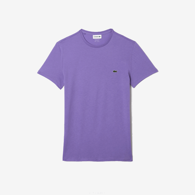 gfu violet V6HV882 Hommes Lacoste t-shirt en jersey de coton pima à col rond