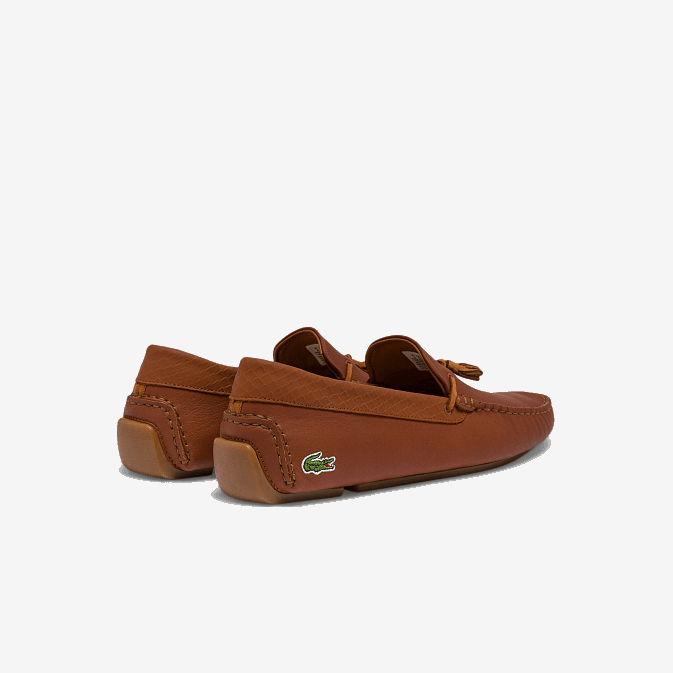 gomme brune 524 V6HV1843 Hommes Lacoste chaussures de conduite en cuir à pampilles pilote