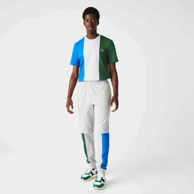 gris bleu chine vert hkb V6HV1179 Hommes Lacoste pantalon de jogging en molleton de coton mélangé color block