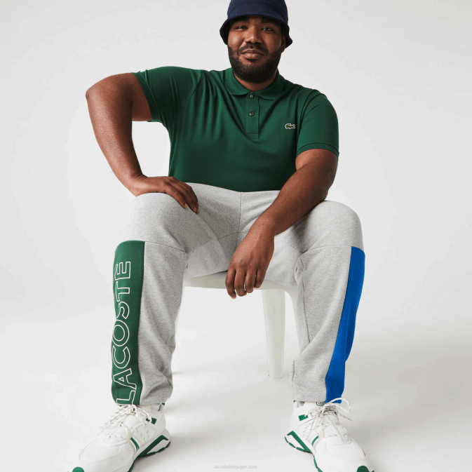 gris bleu chine vert hkb V6HV1179 Hommes Lacoste pantalon de jogging en molleton de coton mélangé color block