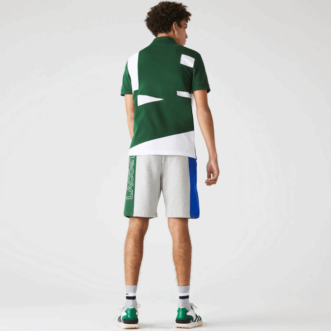gris bleu chine vert hkb V6HV1514 Hommes Lacoste short en molleton de coton à logo