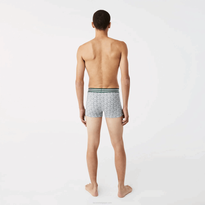 gris chine blanc bleu marine tya V6HV1396 Hommes Lacoste lot de 3 boxers en coton stretch à taille rayée