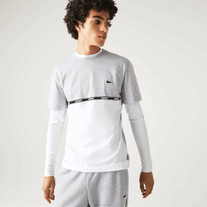 gris chine blanc mtg V6HV831 Hommes Lacoste t-shirt de marque