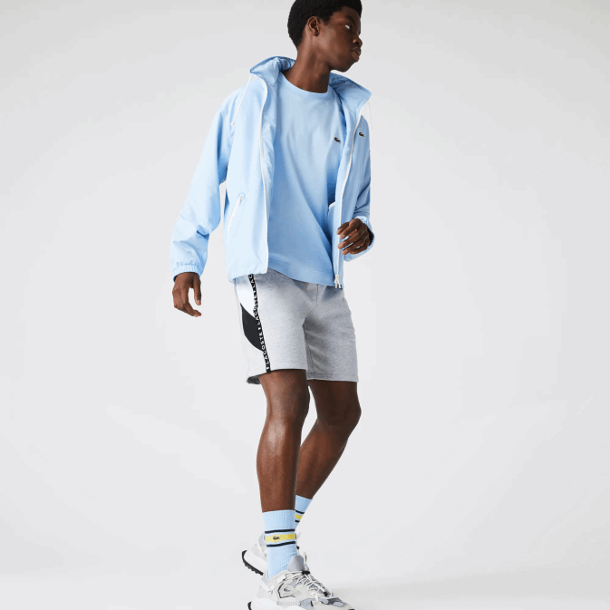 gris chine blanc noir p0f V6HV1603 Hommes Lacoste bermuda en molleton à bandes lettrées