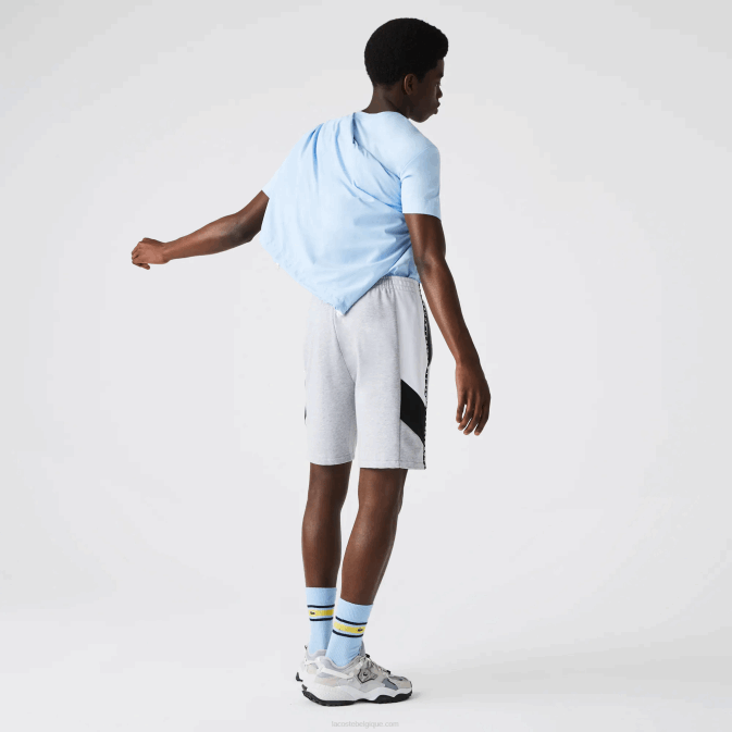 gris chine blanc noir p0f V6HV1603 Hommes Lacoste bermuda en molleton à bandes lettrées