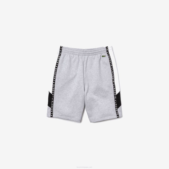 gris chine blanc noir p0f V6HV1603 Hommes Lacoste bermuda en molleton à bandes lettrées
