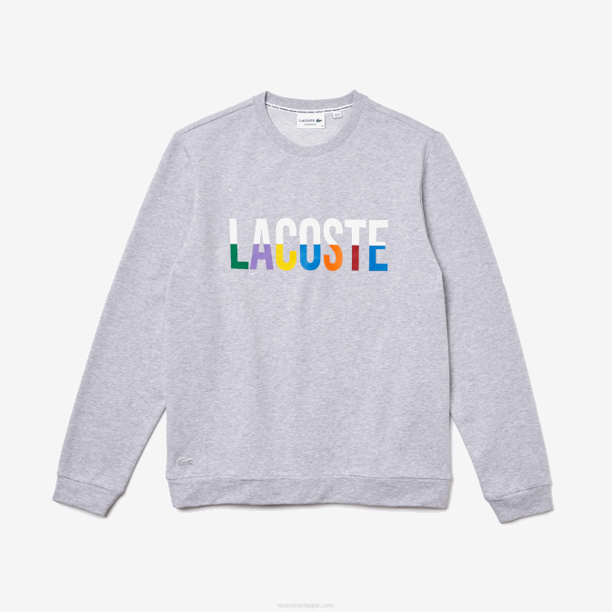gris chine blanc w9d V6HV1222 Hommes Lacoste sweat-shirt d\intérieur en molleton de coton imprimé
