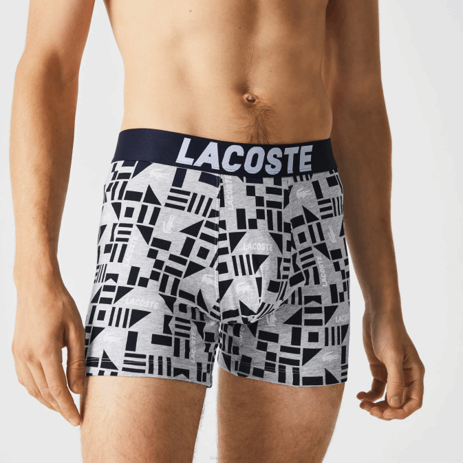 gris chine bleu marine blanc 5kc V6HV1524 Hommes Lacoste lot de 3 boxers à imprimé marin