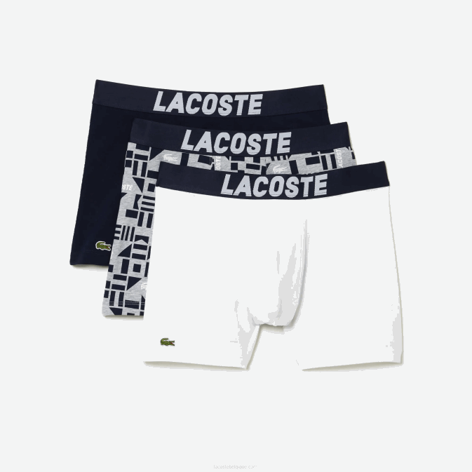 gris chine bleu marine blanc 5kc V6HV1524 Hommes Lacoste lot de 3 boxers à imprimé marin