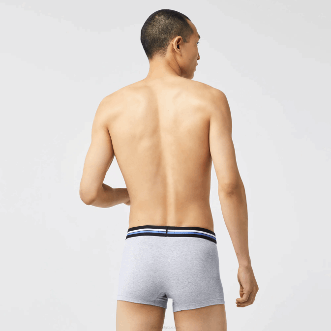 gris chine kaki vert bleu 8wz V6HV1348 Hommes Lacoste lot de 3 boxers emblématiques à ceinture tricolore