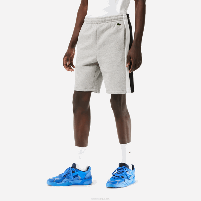 gris chine noir blanc sj1 V6HV455 Hommes Lacoste short color block en molleton brossé