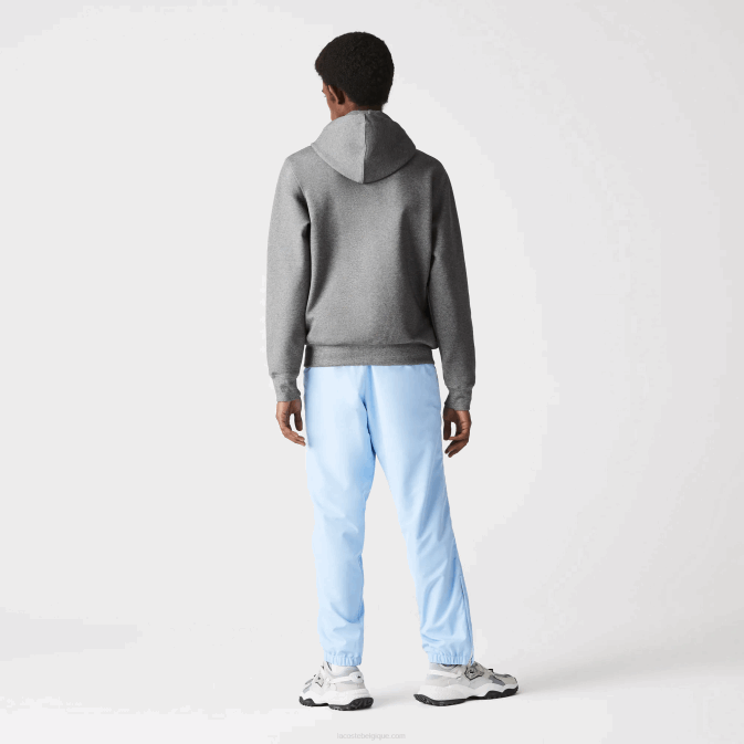 gris chiné 1vq V6HV1178 Hommes Lacoste sweat zippé à capuche en coton mélangé