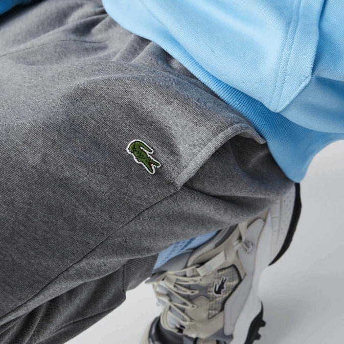 gris chiné 1vq V6HV1208 Hommes Lacoste pantalon de jogging en molleton de coton bio