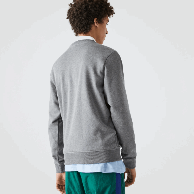 gris chiné 1vq V6HV1209 femmes Lacoste sweat col rond en coton bio