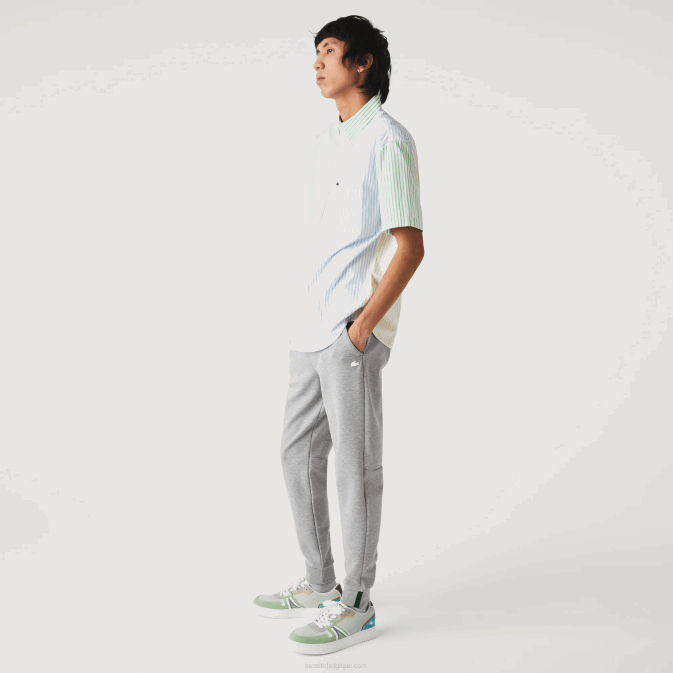 gris chiné 4jv V6HV1005 Hommes Lacoste pantalon de survêtement coupe slim en coton mélangé chiné