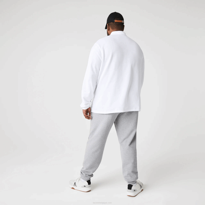 gris chiné 4jv V6HV1065 Hommes Lacoste pantalon de jogging en molleton de coton imprimé signature et crocodile