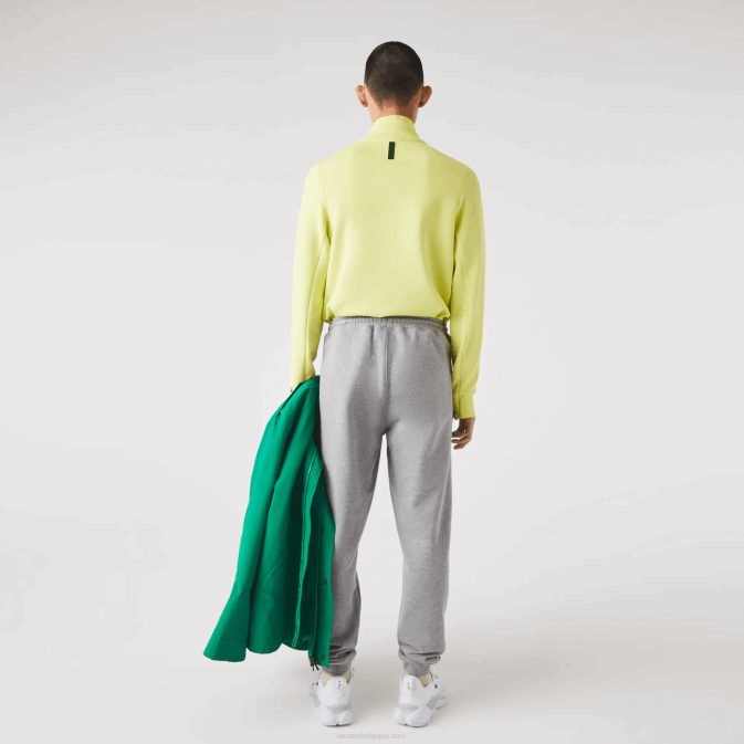 gris chiné 4jv V6HV1065 Hommes Lacoste pantalon de jogging en molleton de coton imprimé signature et crocodile