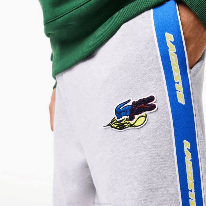 gris chiné cca V6HV1027 Hommes Lacoste pantalon de survêtement à bande de marque