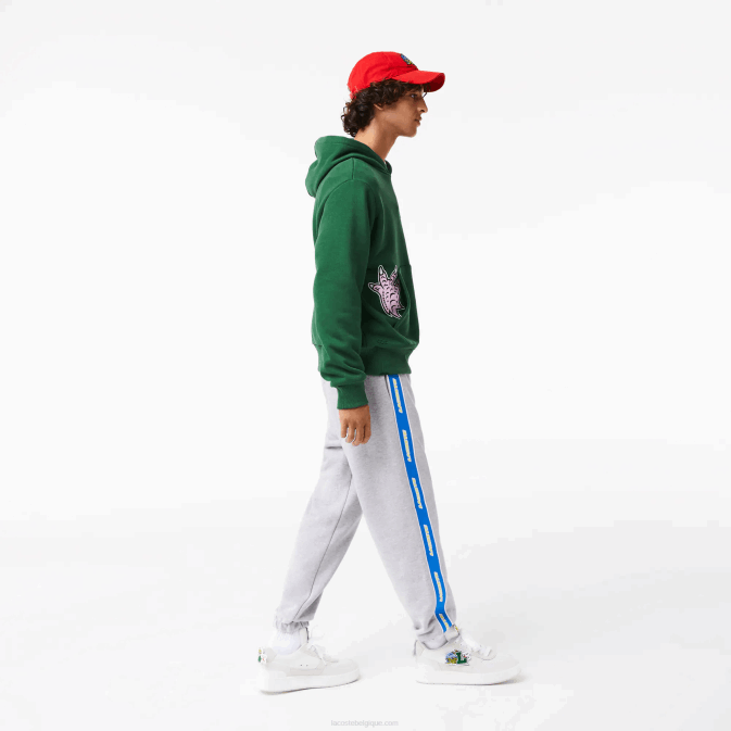 gris chiné cca V6HV1027 Hommes Lacoste pantalon de survêtement à bande de marque