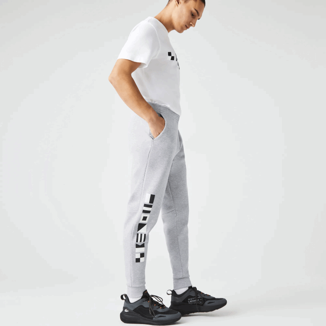 gris chiné cca V6HV1044 Hommes Lacoste pantalon de survêtement à imprimé réfléchissant