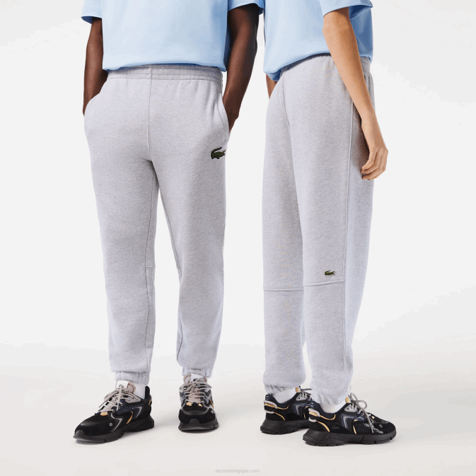 gris chiné cca V6HV1048 Hommes Lacoste pantalon de jogging en molleton de coton bio