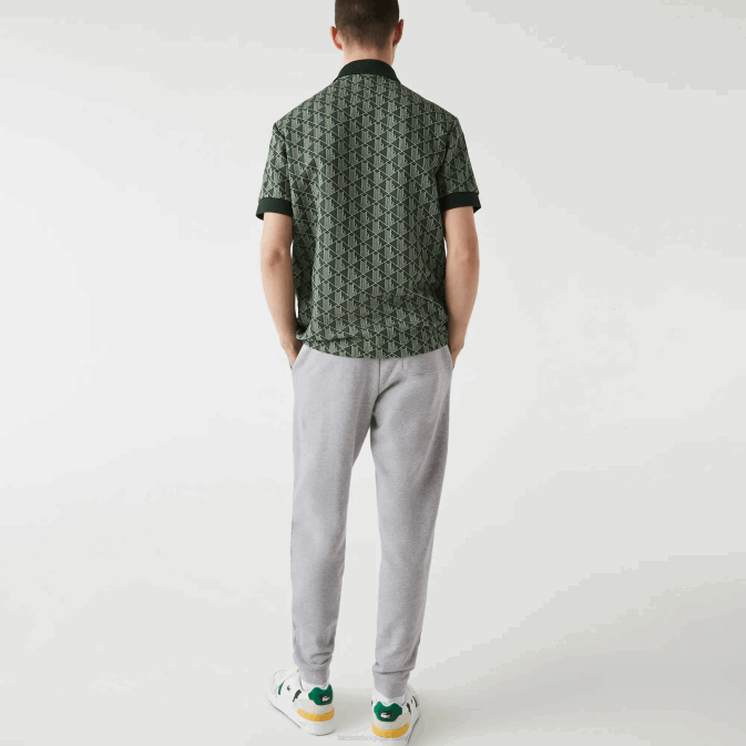 gris chiné cca V6HV1092 Hommes Lacoste pantalon de jogging en molleton de coton avec logo crocodile
