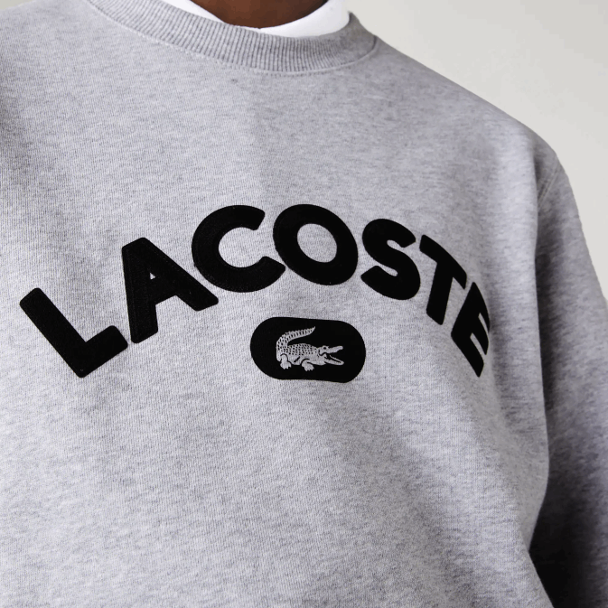 gris chiné cca V6HV1161 Hommes Lacoste sweat-shirt en éponge à logo