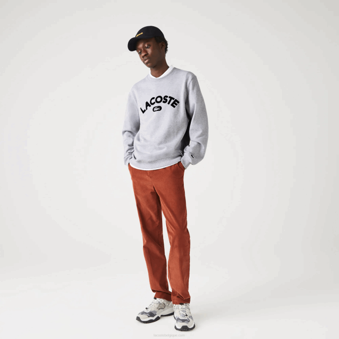 gris chiné cca V6HV1161 Hommes Lacoste sweat-shirt en éponge à logo