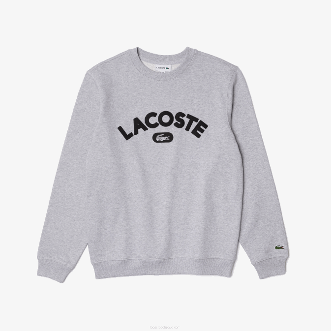 gris chiné cca V6HV1161 Hommes Lacoste sweat-shirt en éponge à logo