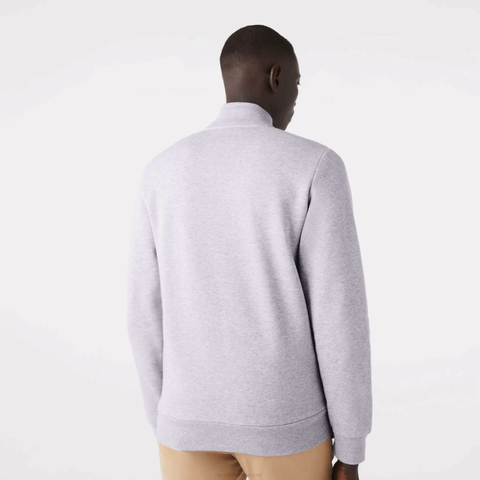 gris chiné cca V6HV1272 Hommes Lacoste sweat zippé coupe classique en polaire grattée
