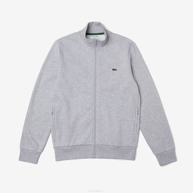 gris chiné cca V6HV1272 Hommes Lacoste sweat zippé coupe classique en polaire grattée